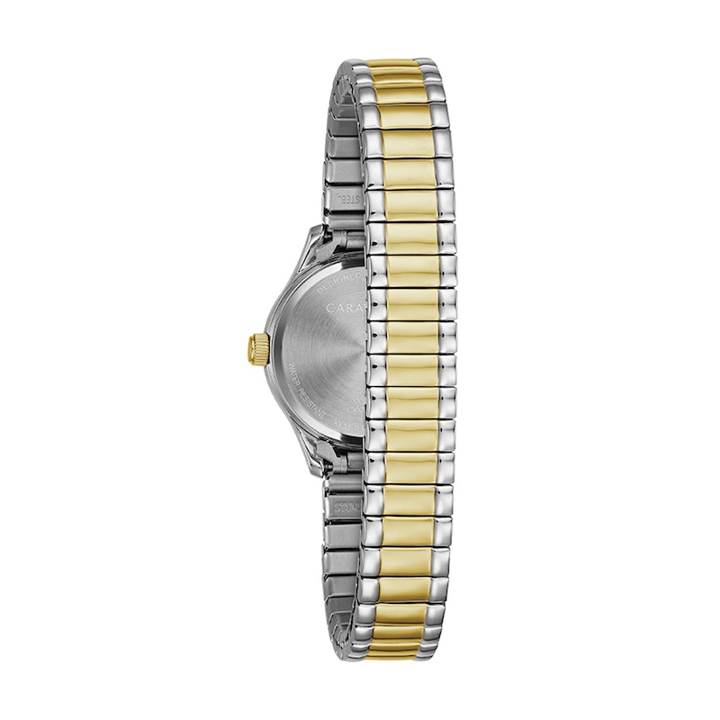 Ladies' Caravelle by Bulova Traditional Quartz Two-Tone IP Stainless Steel Watch with Silver-White Dial (Model: 45L177)