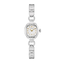 Ladies' Caravelle by Bulova Cocktail Classic Quartz Stainless Steel Watch with Silver-White Dial (Model: 43L225)