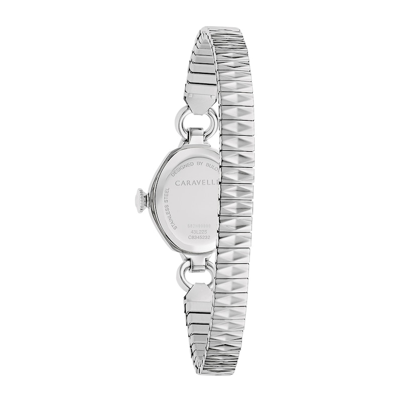 Ladies' Caravelle by Bulova Cocktail Classic Quartz Stainless Steel Watch with Silver-White Dial (Model: 43L225)