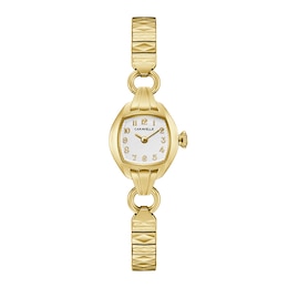 Ladies' Caravelle by Bulova Cocktail Classic Quartz Gold-Tone IP Stainless Steel Watch with Silver-White Dial (Model: 44L267)