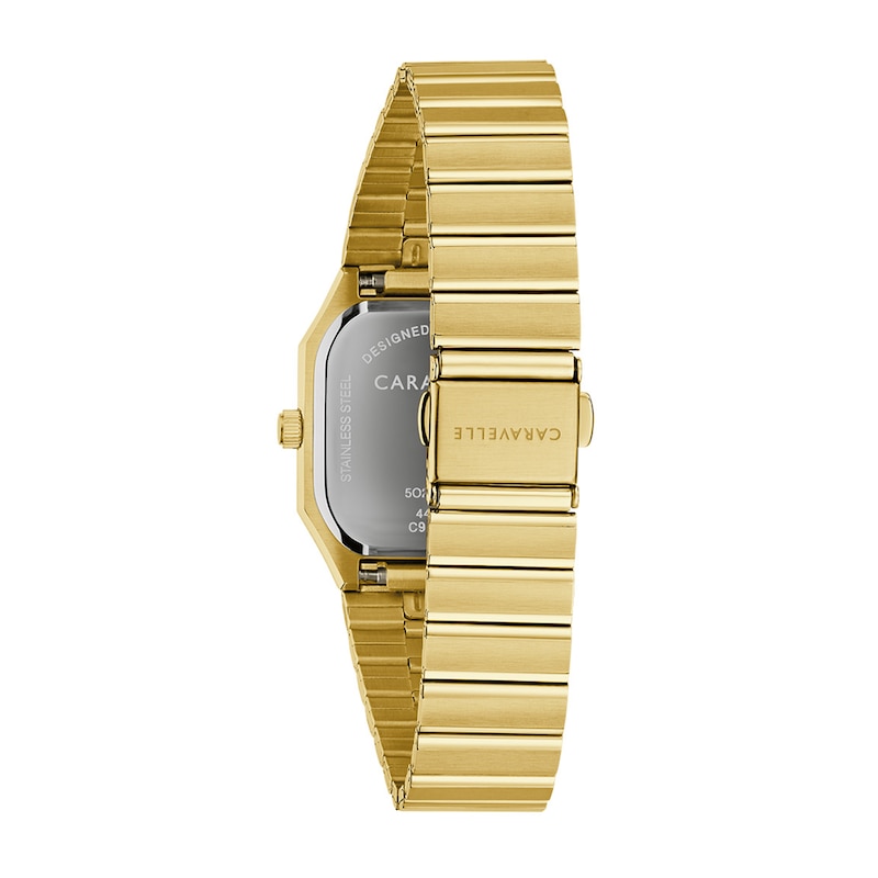 Main Image 3 of Men's Caravelle by Bulova Vintage Dress Quartz Gold-Tone IP Stainless Steel Watch with Black Dial (Model: 44B131)