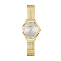 Ladies' Caravelle by Bulova Vintage Dress Quartz Gold-Tone IP Stainless Steel Watch with Silver-White Dial (Model: 44L268)