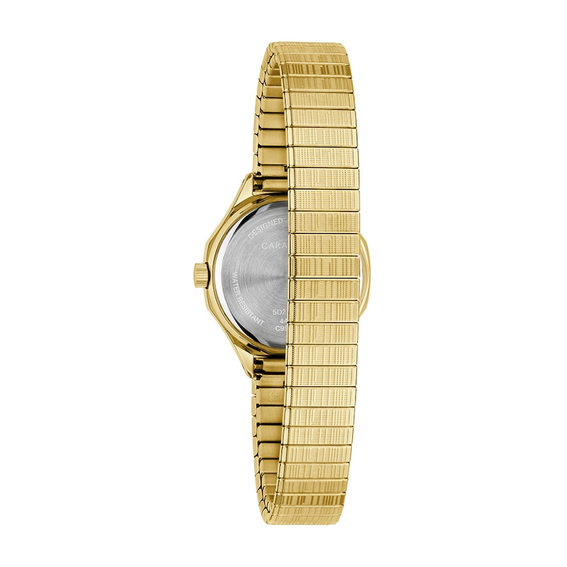 Main Image 3 of Ladies' Caravelle by Bulova Vintage Dress Quartz Gold-Tone IP Stainless Steel Watch with Silver-White Dial (Model: 44L268)