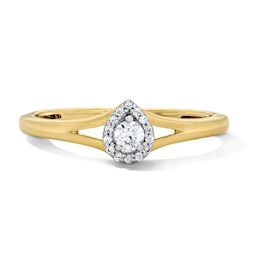 0.12 CT. T.W. Diamond Halo Promise Ring in 10K Gold