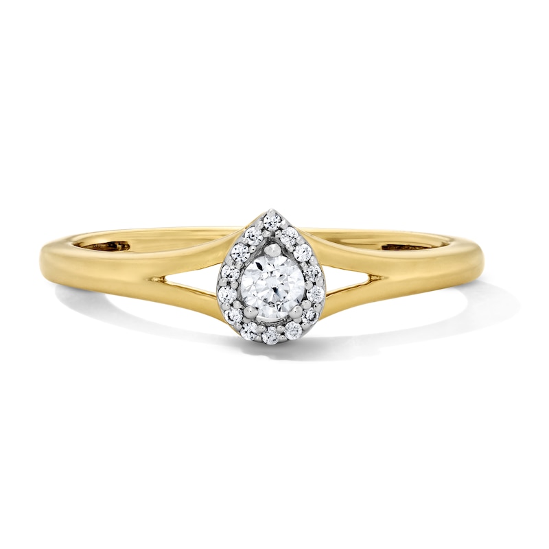 0.12 CT. T.W. Diamond Halo Promise Ring 10K Gold