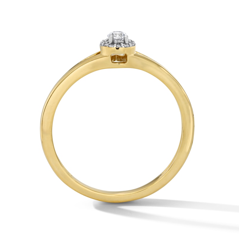 0.12 CT. T.W. Diamond Halo Promise Ring 10K Gold
