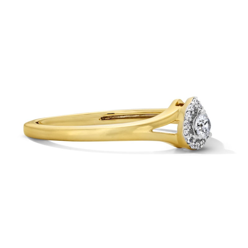 0.12 CT. T.W. Diamond Halo Promise Ring 10K Gold