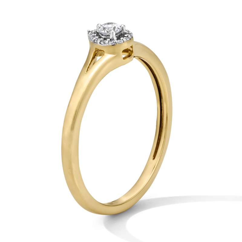 0.12 CT. T.W. Diamond Halo Promise Ring 10K Gold