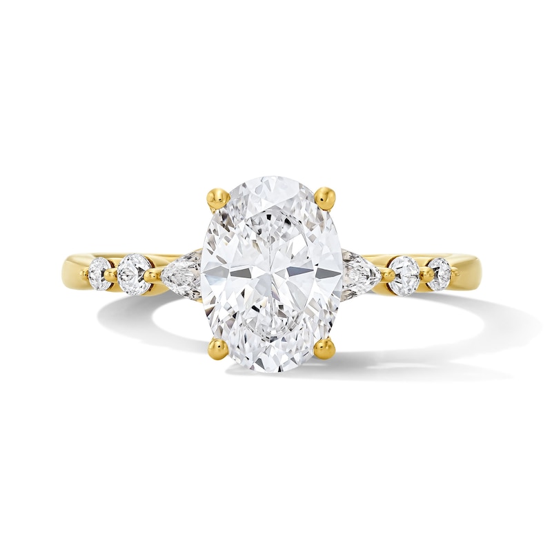Main Image 1 of 1.75 CT. T.W. Oval and Pear-Shaped Certified Lab-Grown Diamond Engagement Ring in 14K Gold (F/VS2)
