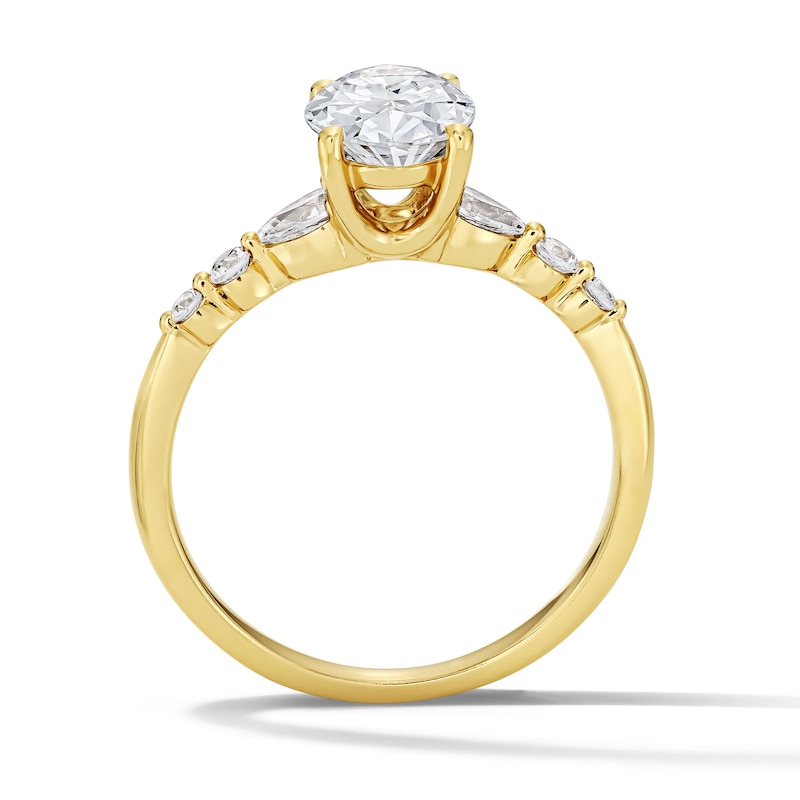 Main Image 3 of 1.75 CT. T.W. Oval and Pear-Shaped Certified Lab-Grown Diamond Engagement Ring in 14K Gold (F/VS2)