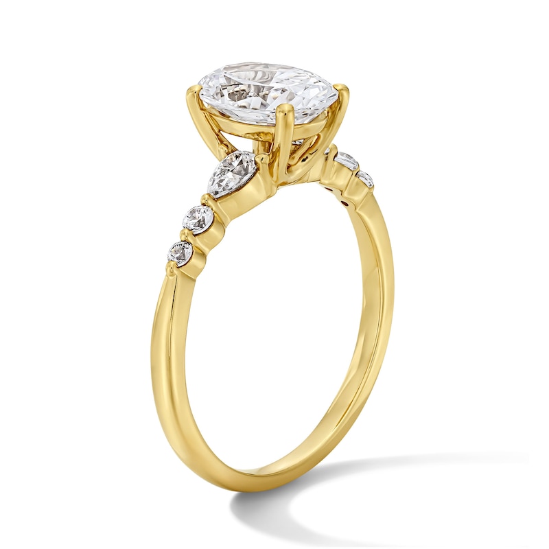Main Image 5 of 1.75 CT. T.W. Oval and Pear-Shaped Certified Lab-Grown Diamond Engagement Ring in 14K Gold (F/VS2)