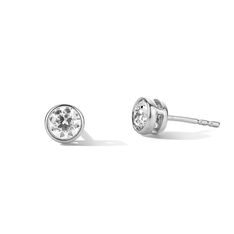 CT .T.W. Lab-Grown Diamond Solitaire Bezel-Set Stud Earrings in Sterling Silver (F/SI2