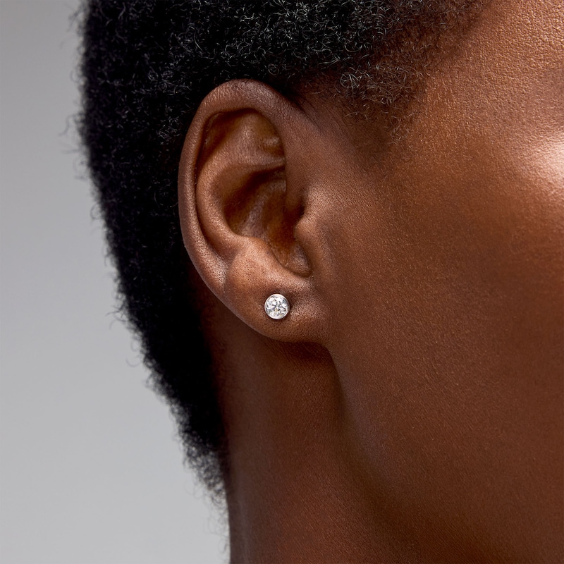 CT .T.W. Lab-Grown Diamond Solitaire Bezel-Set Stud Earrings in Sterling Silver (F/SI2