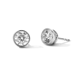 1.00 CT .T.W. Lab-Grown Diamond Solitaire Bezel-Set Stud Earrings in Sterling Silver (F/SI2)