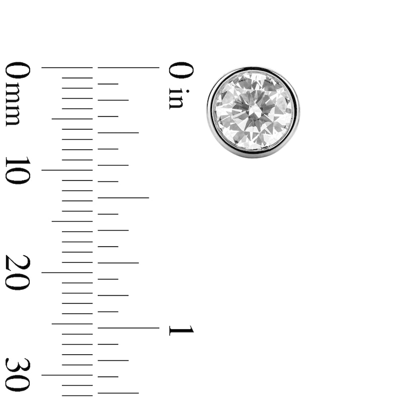 Main Image 2 of 1.00 CT .T.W. Lab-Grown Diamond Solitaire Bezel-Set Stud Earrings in Sterling Silver (F/SI2)