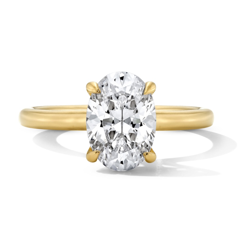 Main Image 1 of 2.00 CT. Oval Certified Lab-Grown Diamond Solitaire Engagement Ring in 14K Gold (F/VS2)