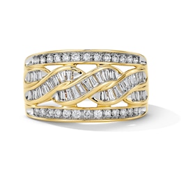 0.70 CT. T.W. Baguette-Cut Lab-Grown Diamond Swirl Anniversary Band in 10K Gold (F/VS2)