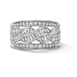 0.70 CT. T.W. Baguette-Cut Lab-Grown Diamond Swirl Anniversary Band in 10K White Gold (F/VS2)