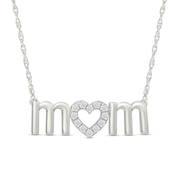 0.10 CT. T.W. Certified Lab-Grown Diamond "MOM" Heart Necklace in Sterling Silver - 18"