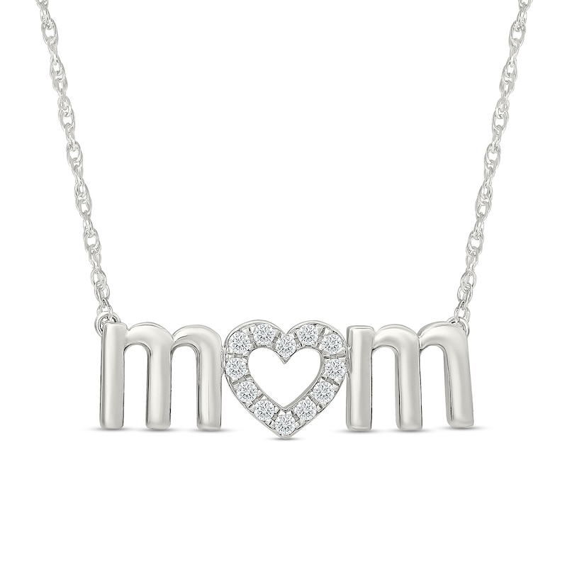 0.10 CT. T.W. Certified Lab-Grown Diamond "MOM" Heart Necklace in Sterling Silver - 18"