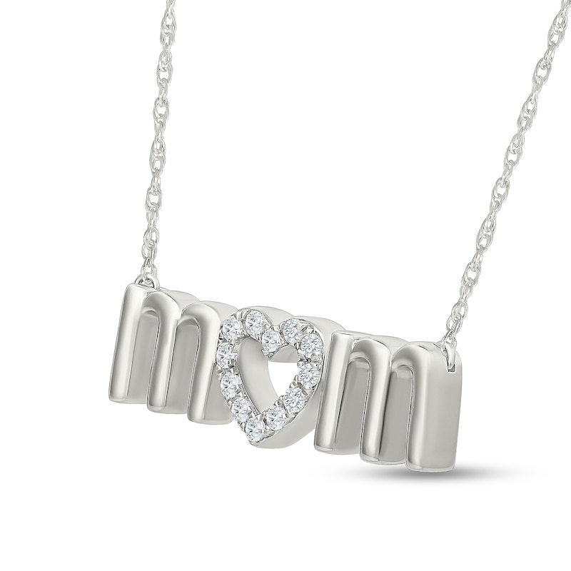 0.10 CT. T.W. Certified Lab-Grown Diamond "MOM" Heart Necklace in Sterling Silver - 18"