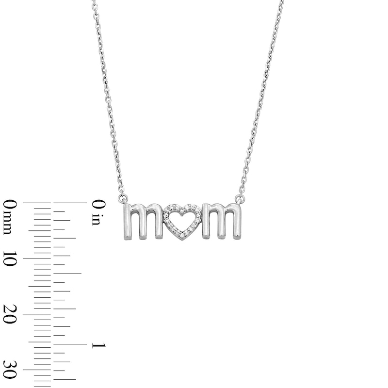 0.10 CT. T.W. Certified Lab-Grown Diamond "MOM" Heart Necklace in Sterling Silver - 18"