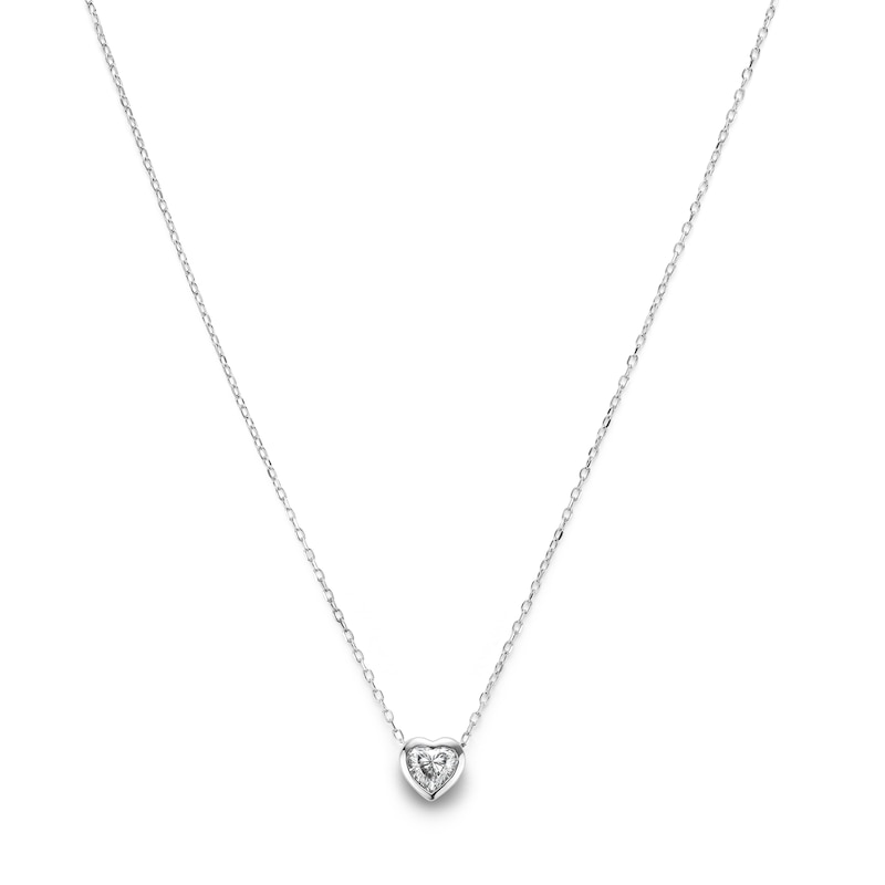 0.50 CT. T.W. Certified Heart-Shaped Lab-Grown Diamond Solitaire Necklace in Sterling Silver (F/SI2)