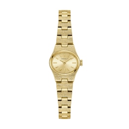 Ladies' Caravelle by Bulova Vintage Dress Quartz Gold-Tone IP Stainless Steel Watch with Silver-Champagne Dial (Model: 44L271)