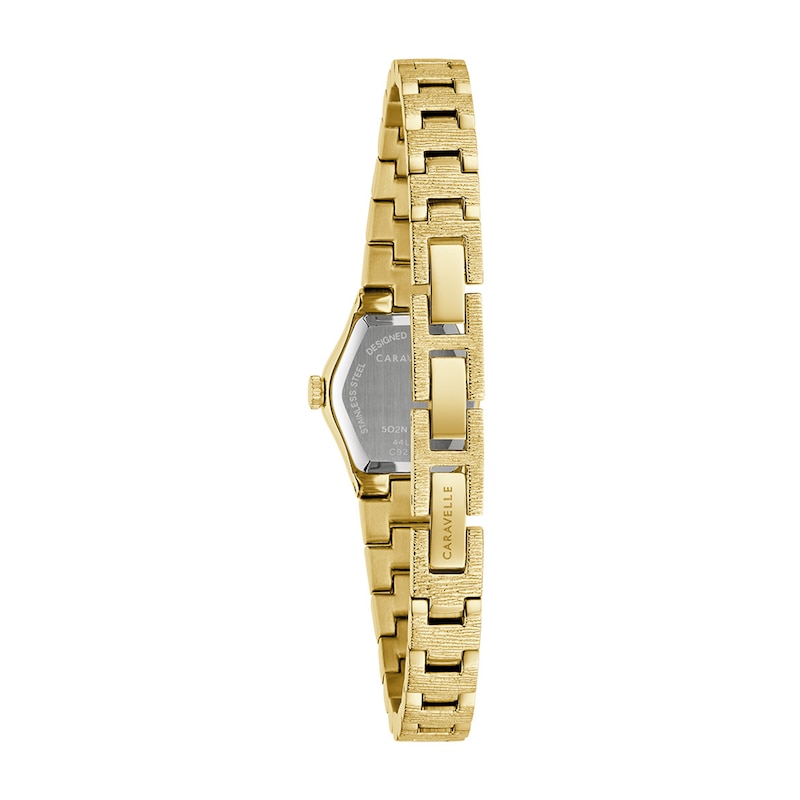 Main Image 3 of Ladies' Caravelle by Bulova Vintage Dress Quartz Gold-Tone IP Stainless Steel Watch with Silver-Champagne Dial (Model: 44L271)
