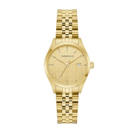 Ladies' Caravelle by Bulova Classic Gold-Tone IP Stainless Steel Watch with Champagne Dial (Model: 44M117)