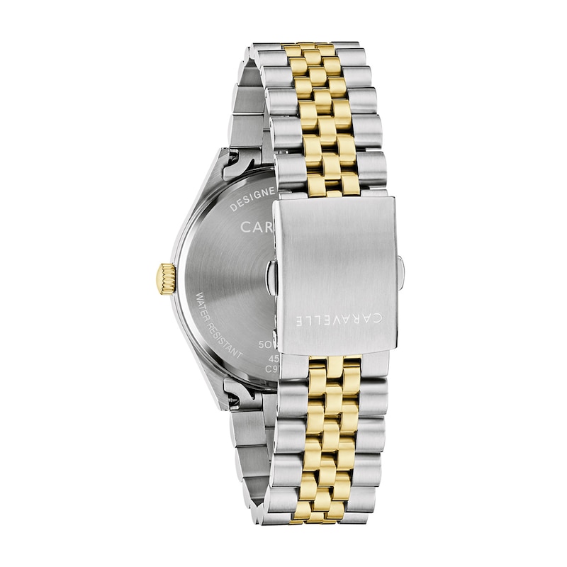 Men's Caravelle by Bulova Classic Two-Tone IP Stainless Steel Watch with Silver-White Dial (Model: 45B163)
