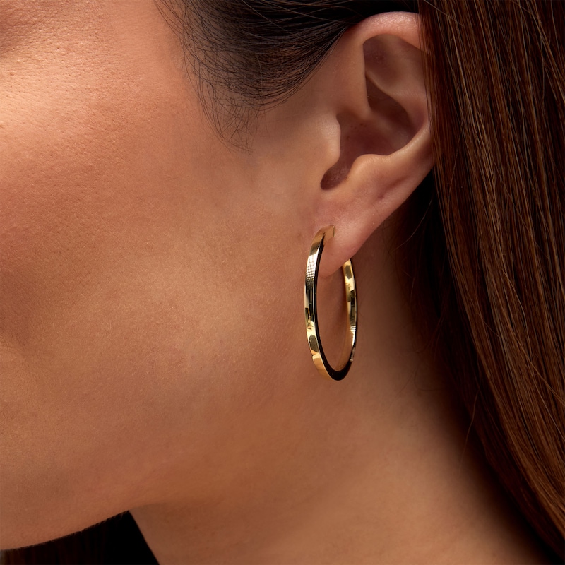 35.0mm Squared Hoop Earrings in 10K Gold