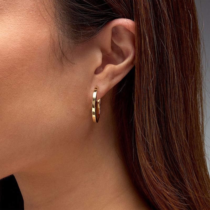 25.0mm Squared Hoop Earrings in 10K Gold