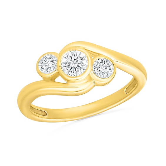 045 CT Tw Certified LabGrown Diamond ThreeStone BezelSet