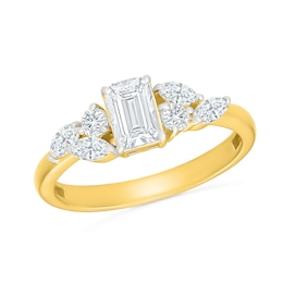 1.23 CT. T.W. Emerald-Cut and Marquise-Cut Certified Lab-Grown Diamond Engagement Diamond Ring in 10K Gold (F/VS2)