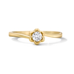 0.15 CT. T.W. Diamond Solitaire Flower Promise Ring in 10K Gold