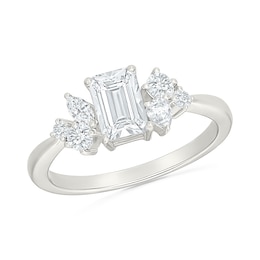 1.23 CT. T.W. Emerald-Cut Certified Lab-Grown Diamond Engagement Ring in 10K White Gold (F/VS2)