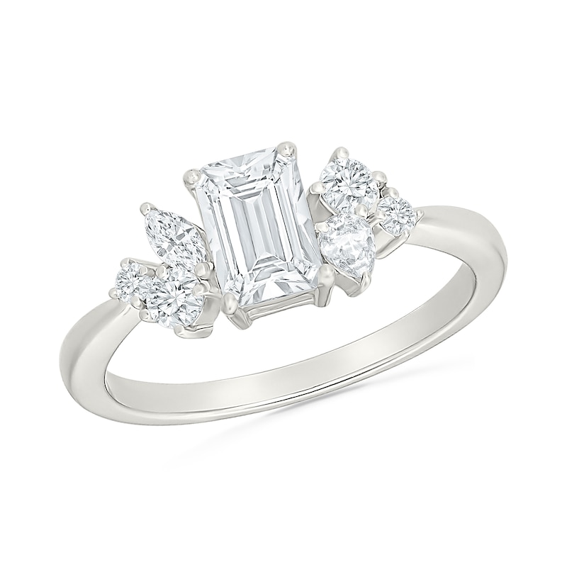 1.23 CT. T.W. Emerald-Cut Certified Lab-Grown Diamond Engagement Ring 10K White Gold (F/VS2)