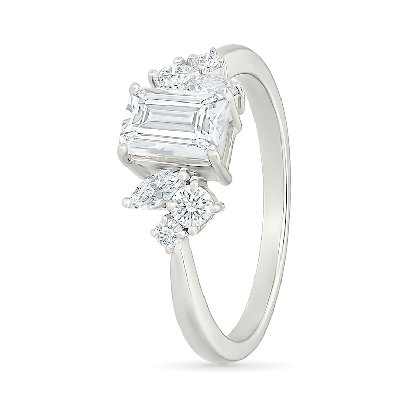 1.23 CT. T.W. Emerald-Cut Certified Lab-Grown Diamond Engagement Ring 10K White Gold (F/VS2)