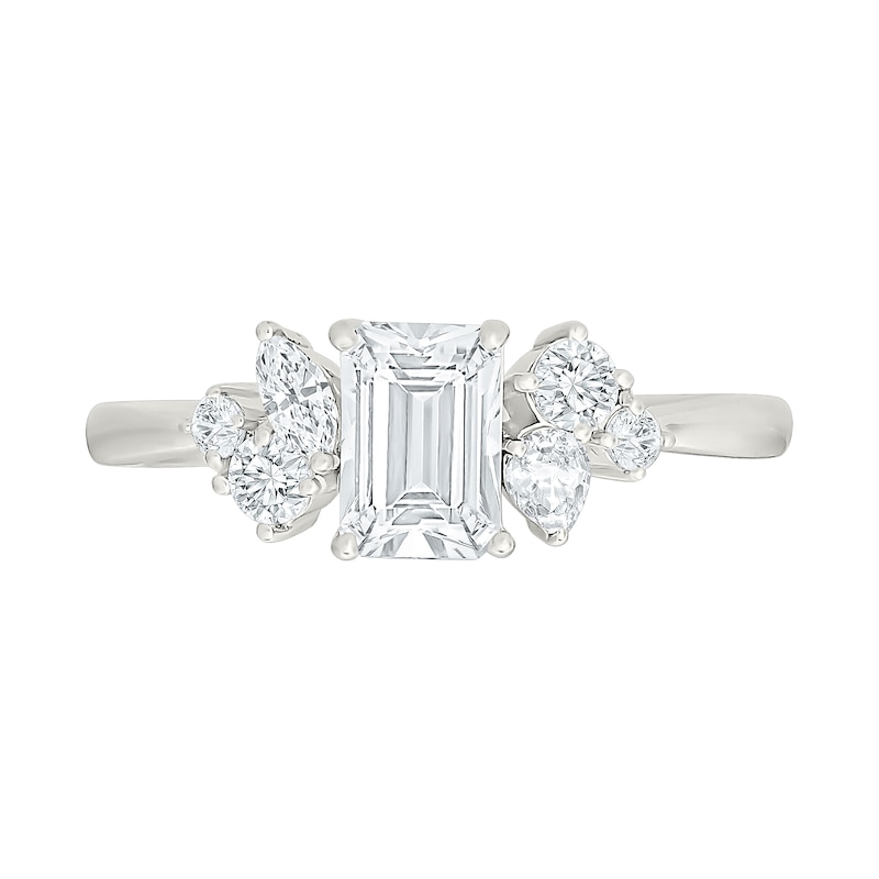 1.23 CT. T.W. Emerald-Cut Certified Lab-Grown Diamond Engagement Ring 10K White Gold (F/VS2)