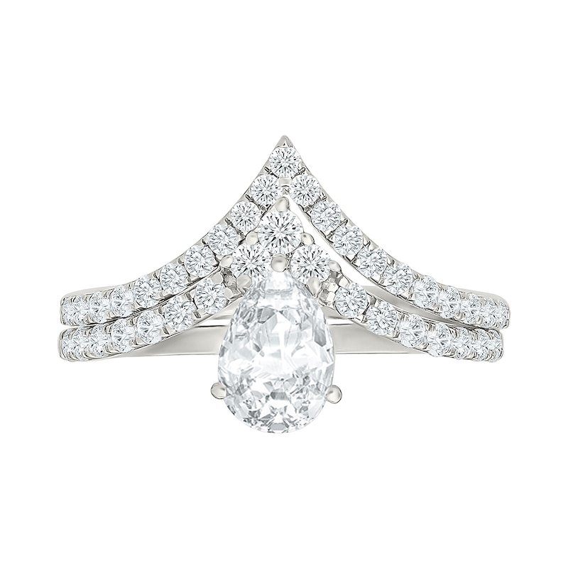 1.23 CT. T.W. Pear-Shaped Certified Lab-Grown Diamond Chevron Bridal Set 10K White Gold (F/VS2)
