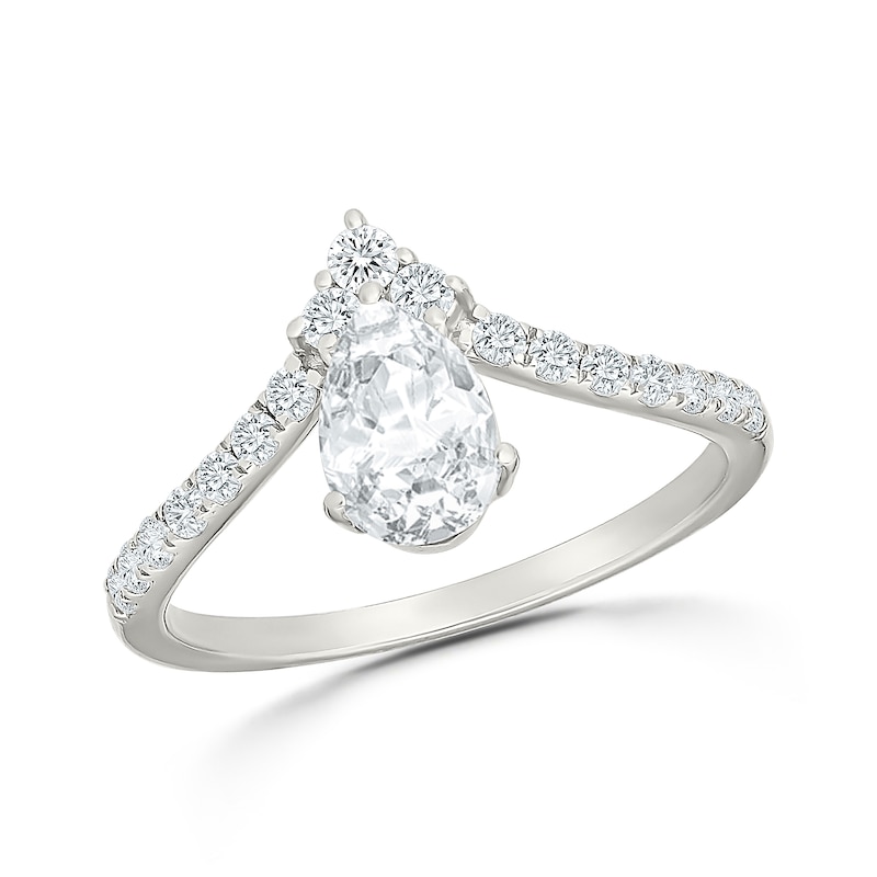 1.23 CT. T.W. Pear-Shaped Certified Lab-Grown Diamond Chevron Bridal Set 10K White Gold (F/VS2)