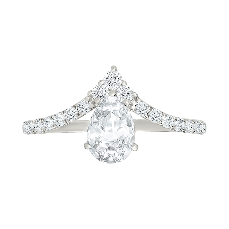 1.23 CT. T.W. Pear-Shaped Certified Lab-Grown Diamond Chevron Bridal Set 10K White Gold (F/VS2)