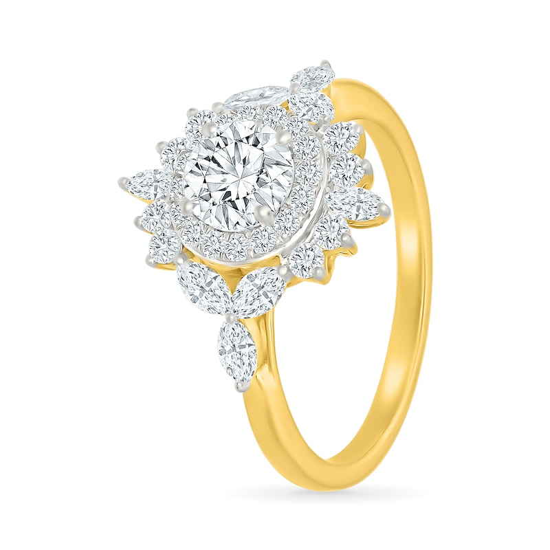 1.23 CT. T.W. Certified Lab-Grown Diamond Starburst Double Frame Engagement Ring 10K Gold (F/VS2)
