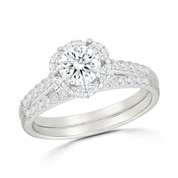 1.23 CT. T.W. Certified Lab-Grown Diamond Marquise Frame Bridal Set in 10K White Gold (F/VS2)