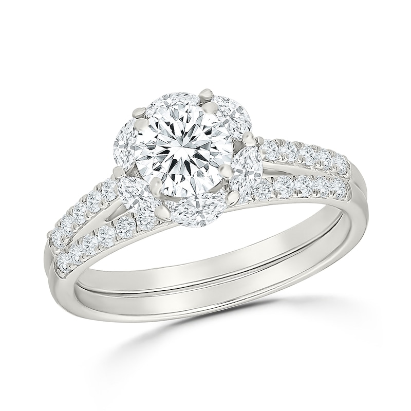 1.23 CT. T.W. Certified Lab-Grown Diamond Marquise Frame Bridal Set 10K White Gold (F/VS2)