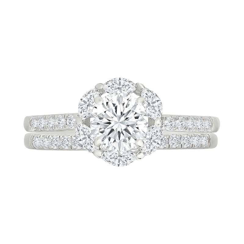 1.23 CT. T.W. Certified Lab-Grown Diamond Marquise Frame Bridal Set 10K White Gold (F/VS2)