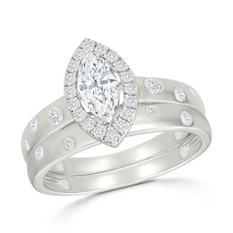 0.95 CT. T.W. Certified Lab-Grown Diamond Bridal Set in 10K White Gold (F/VS2)