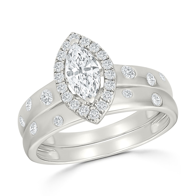 0.95 CT. T.W. Certified Lab-Grown Diamond Bridal Set 10K White Gold (F/VS2)