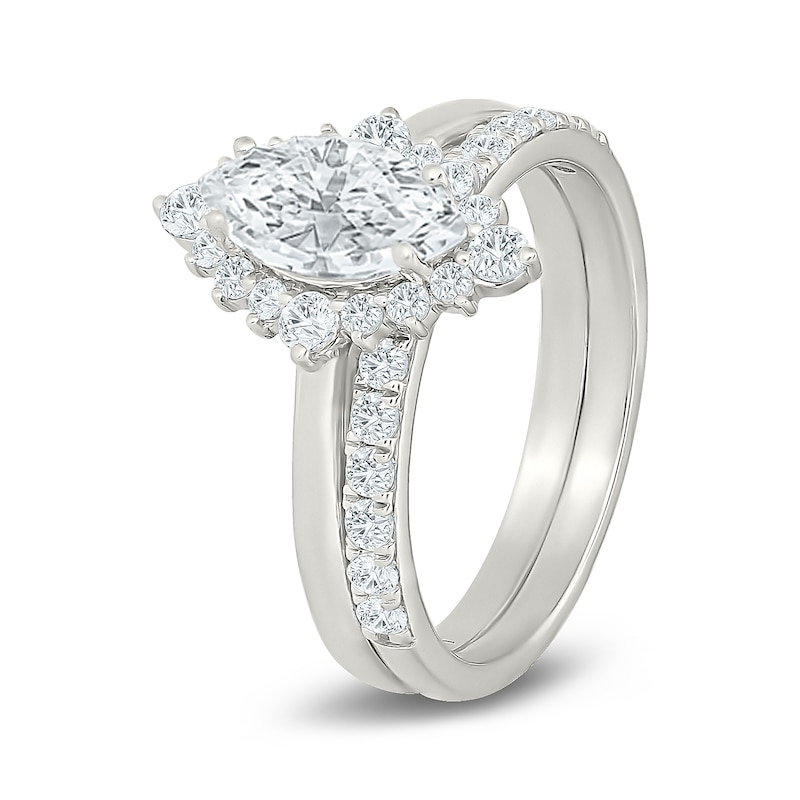 1.45 CT. T.W. Marquise-Cut Certified Lab-Grown Diamond Starburst Frame Engagement Ring 10K White Gold (F/VS2)